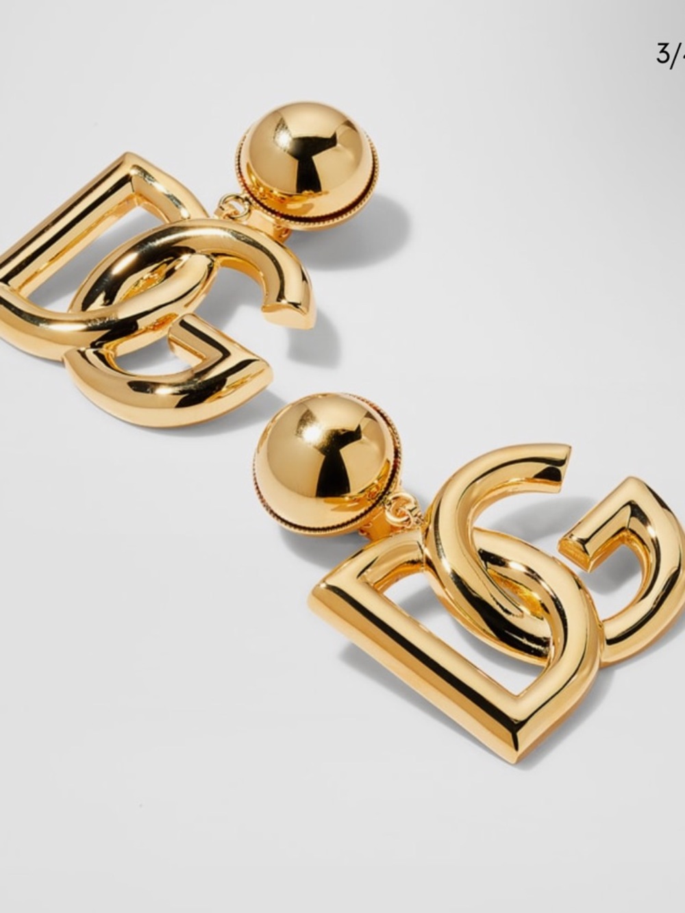 Dolce & Gabbana Shiny Gold DG Drop Clip-On Earrings - Picture 3 of 5